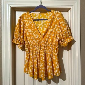 SHEIN Yellow floral top XL